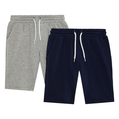 Boys' navy and grey two pack sweat shorts